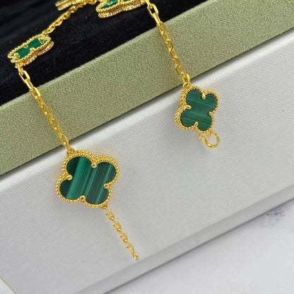 [Max Jewelry ]MAGIC CLOVER MALACHITE GOLD BRACELET 5 MOTIFS