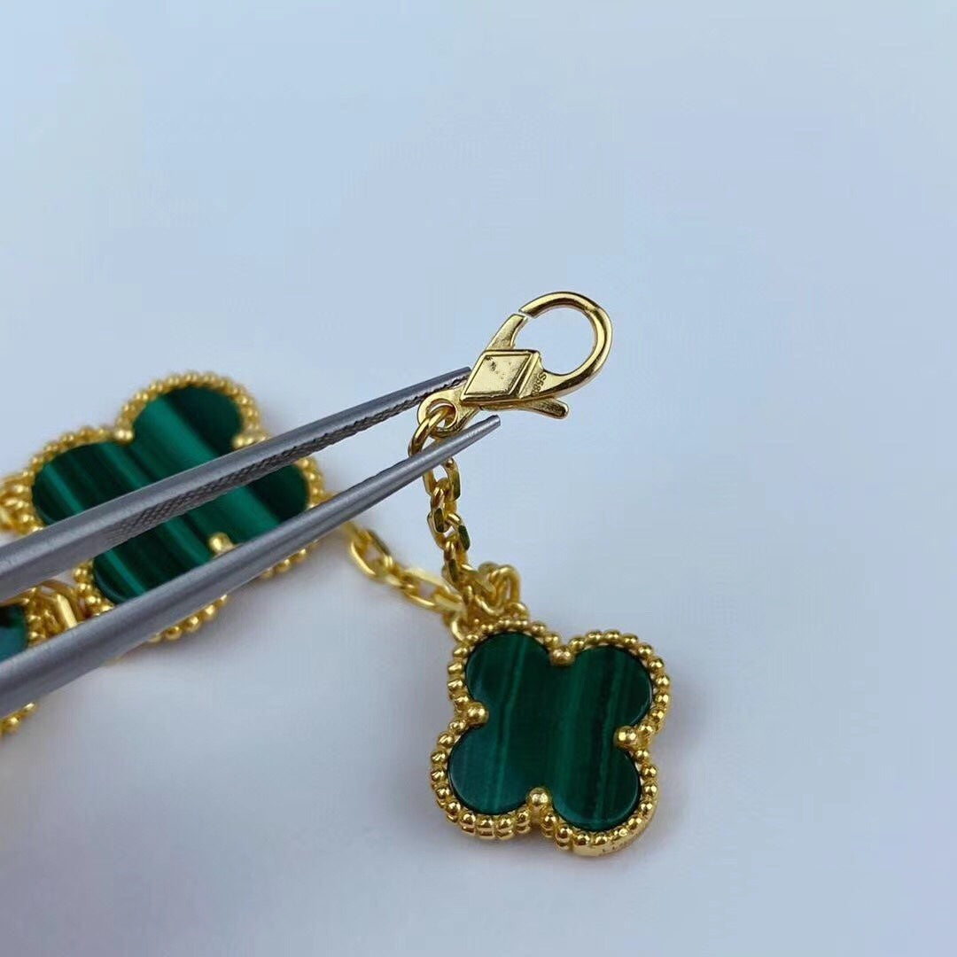 [Max Jewelry ]MAGIC CLOVER MALACHITE GOLD BRACELET 5 MOTIFS