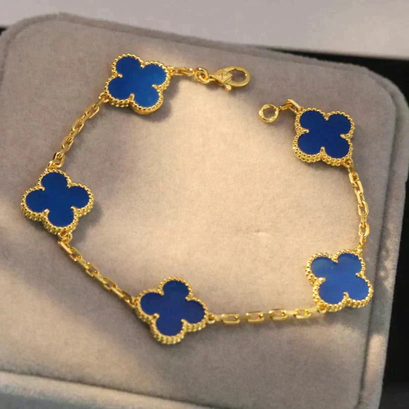 [Max Jewelry ] CLOVER 5 MOTIF BLUE AGATE BRACELET COLLECTION