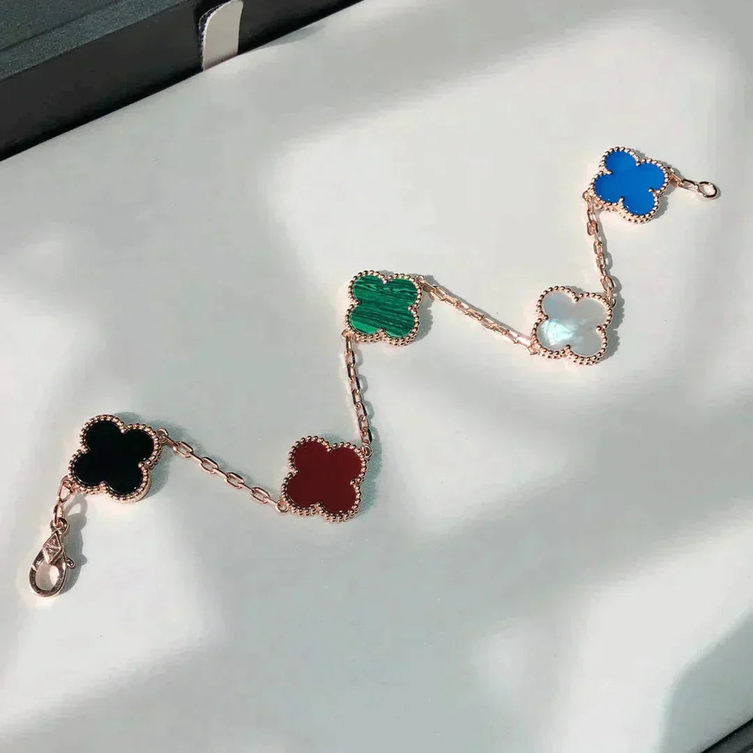 [Max Jewelry ]CLOVER 5 MOTIFS MULTICOLOR BRACELET