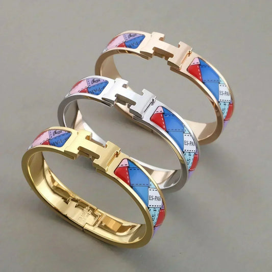 [Max Jewelry ]H BRACELET DOTTED BORDER 12MM