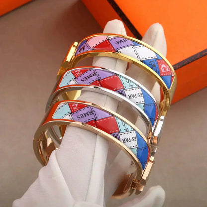 [Max Jewelry ]H BRACELET DOTTED BORDER 12MM