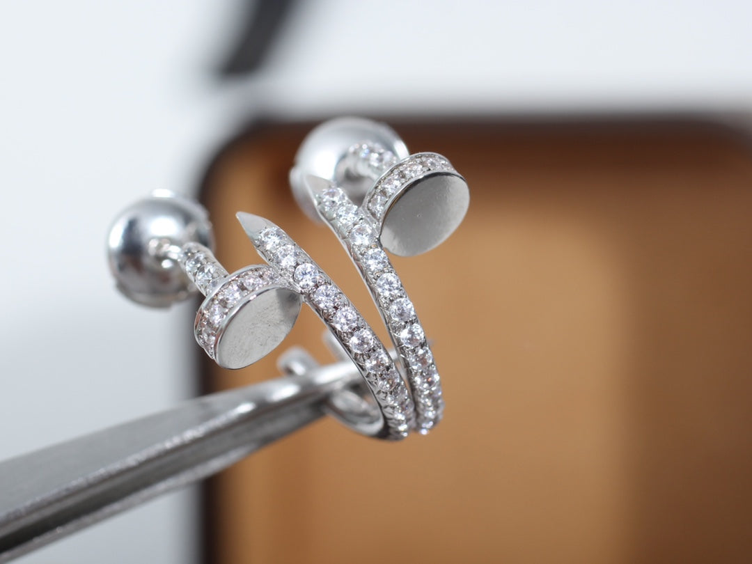 [Max Jewelry ]JUSTE EARRINGS 12.75MM SILVER DIAMOND