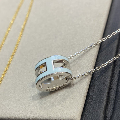 [Max Jewelry ]POP H LIGHT BLUE NECKLACE