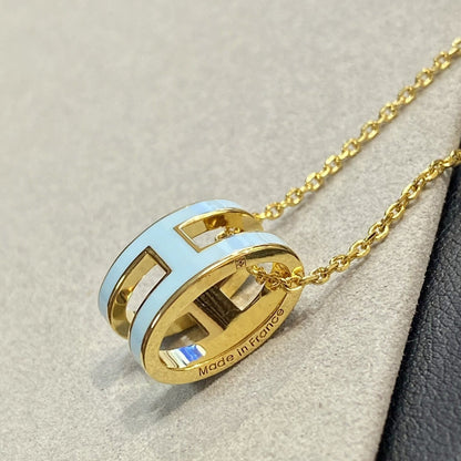 [Max Jewelry ]POP H LIGHT BLUE NECKLACE