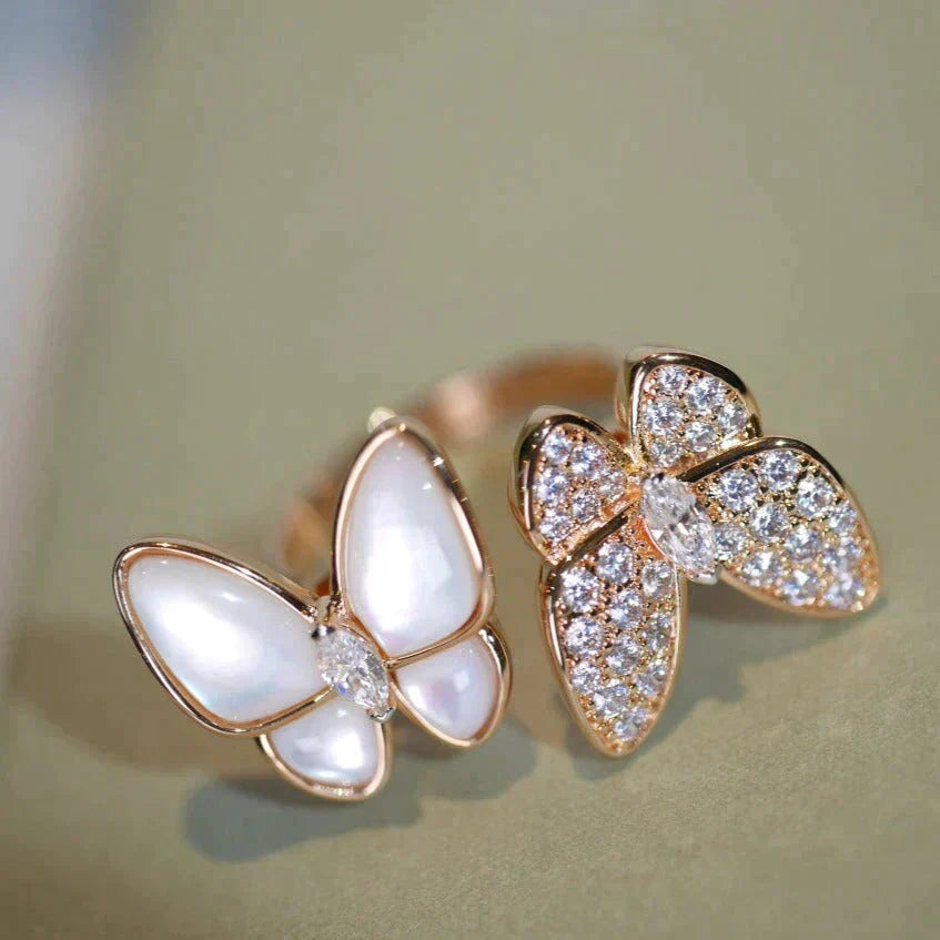 [Max Jewelry ]TWIN BUTTERFLY DIAMOND MOP RING