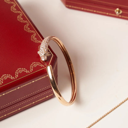 [Max Jewelry ]PANTHERE ROSE GOLD DIAMOND OPEN BRACELET