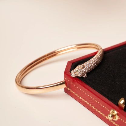 [Max Jewelry ]PANTHERE ROSE GOLD DIAMOND OPEN BRACELET