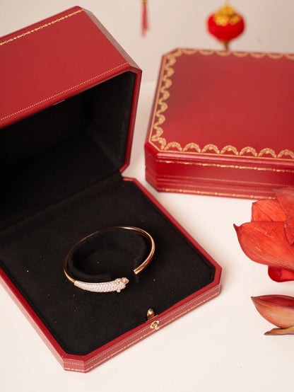 [Max Jewelry ]PANTHERE ROSE GOLD DIAMOND OPEN BRACELET