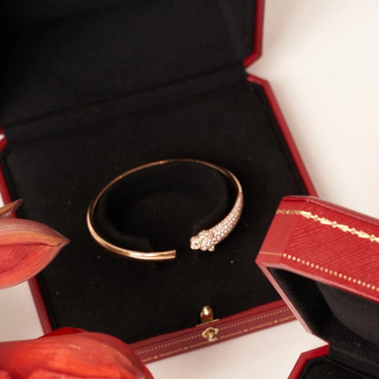[Max Jewelry ]PANTHERE ROSE GOLD DIAMOND OPEN BRACELET