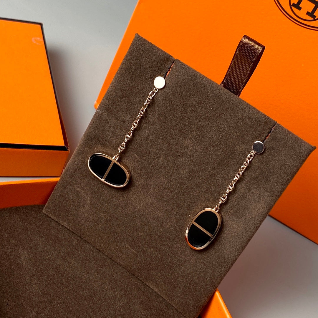 [Max Jewelry ]CHAINE VERSO BLACK CERAMIC EARRINGS