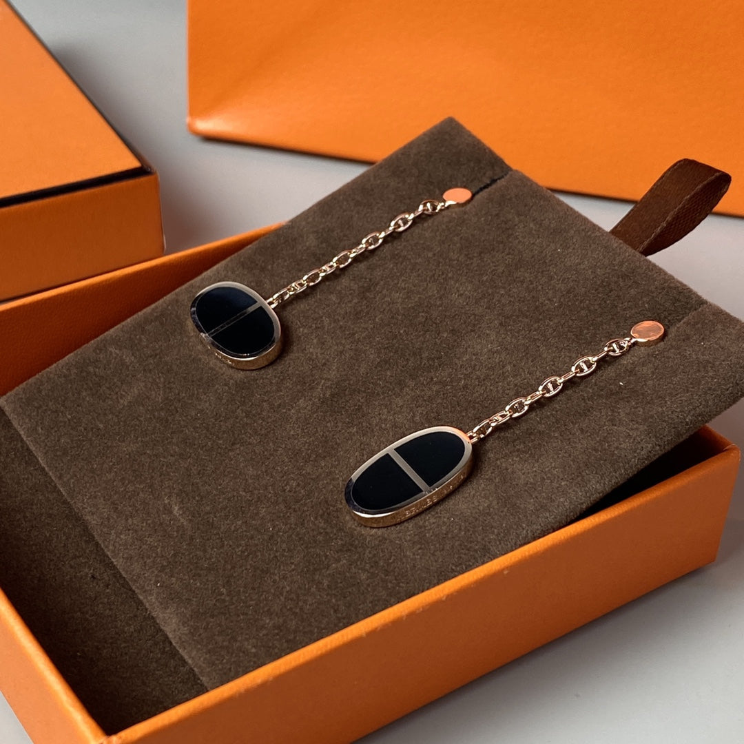 [Max Jewelry ]CHAINE VERSO BLACK CERAMIC EARRINGS