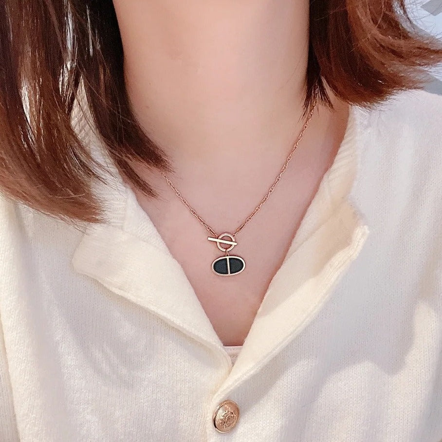 [Max Jewelry ]CHAINE VERSO BLACK CERAMIC NECKLACE