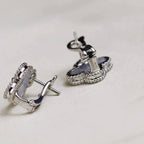 [Plus&Max]CLOVER MEDIUM 1 MOTIFS  WHITE MOP EARRINGS SILVER