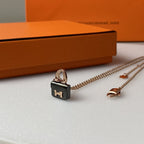 [Plus&Max]CONSTANCE BLACK PEDANT PINK GOLD NECKLACE