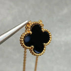 [Plus&Max]CLOVER 15MM BLACK ONYX SINGLE FLOWER NECKLACE