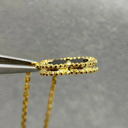 [Max Jewelry ]CLOVER 15MM BLACK ONYX SINGLE FLOWER NECKLACE