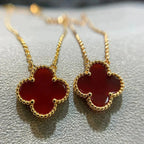 [Plus&Max]CLOVER 15MM CARNELIAN SINGLE FLOWER NECKLACE