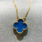 [Plus&Max]CLOVER 15MM BLUE AGATE NECKLACE