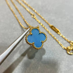 [Plus&Max]CLOVER 15MM BLUE AGATE NECKLACE