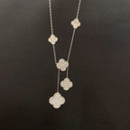 [Plus&Max]CLOVER 5 MOTIFS SILVER DIAMONDS NECKLACE