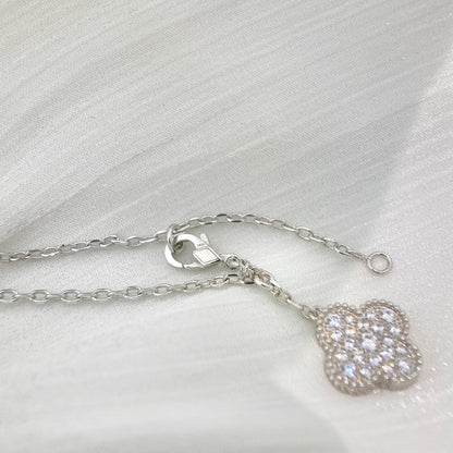 [Max Jewelry ]CLOVER 5 MOTIFS SILVER DIAMONDS NECKLACE