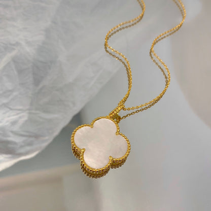 [Max Jewelry ]CLOVER 25MM MOP LARGE PENDANT NECKLACE