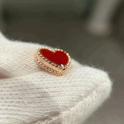 [Max Jewelry ]HEART CARNELIAN STUD EARRINGS
