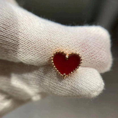 [Max Jewelry ]HEART CARNELIAN STUD EARRINGS