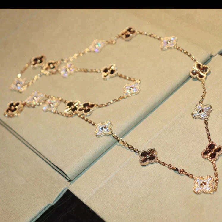 [Max Jewelry ]CLOVER 20 MOTIFS LASER DIAMOND NECKLACE