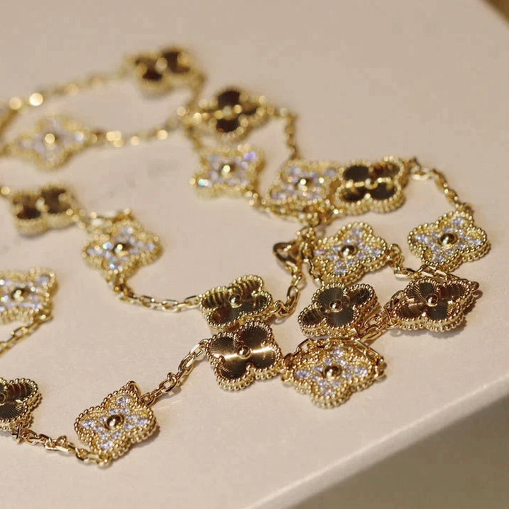 [Max Jewelry ]CLOVER 20 MOTIFS LASER DIAMOND NECKLACE