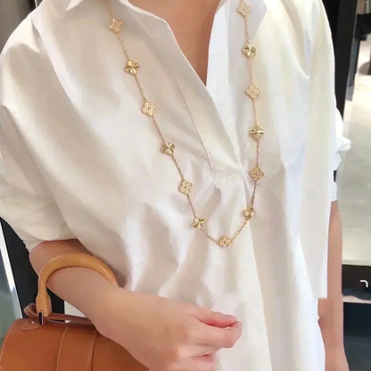 [Max Jewelry ]CLOVER 20 MOTIFS LASER DIAMOND NECKLACE