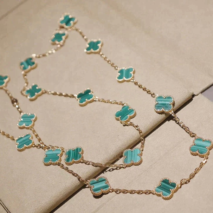 [Max Jewelry ]CLOVER 20 MOTIFS MALACHITE GOLD
