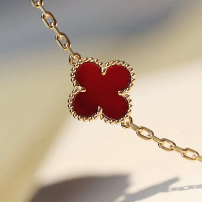 [Max Jewelry ]CLOVER 20 MOTIFS CARNELIAN NECKLACE