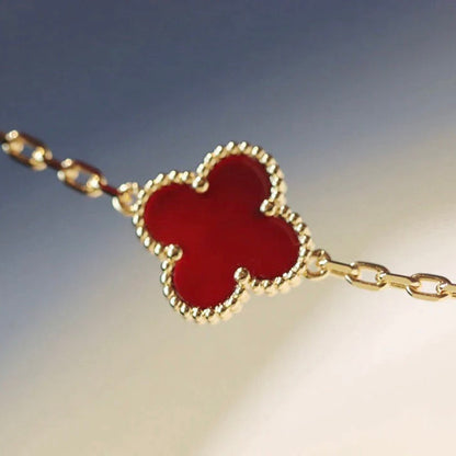 [Max Jewelry ]CLOVER 20 MOTIFS CARNELIAN NECKLACE