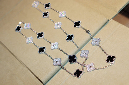 [Max Jewelry ]CLOVER 20 MOTIFS ONYX DIAMOND SILVER
