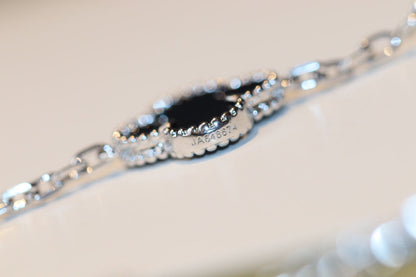 [Max Jewelry ]CLOVER 20 MOTIFS ONYX DIAMOND SILVER