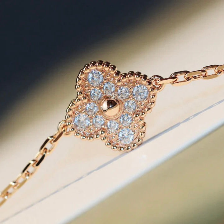 [Max Jewelry ]CLOVER 20 MOTIFS DARK MOP DIAMOND  NECKLACE