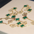 [Plus&Max]CLOVER 20 MOTIFS MALACHITE DIAMOND NECKLACE