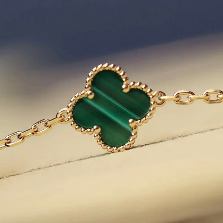 [Max Jewelry ]CLOVER 20 MOTIFS MALACHITE GOLD