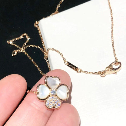 [Max Jewelry ]CLOVER MOP DIAMOND ROSE GOLD NECKLACE