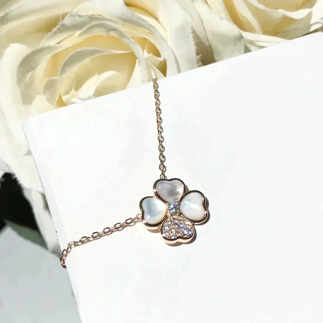[Max Jewelry ]CLOVER MOP DIAMOND ROSE GOLD NECKLACE