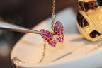 [Plus&Max]BUTTERFLY RED DIAMOND ROSE GOLD NECKLACE