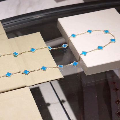 [Max Jewelry ]CLOVER 20 MOTIFS BLUE AGATE GOLD