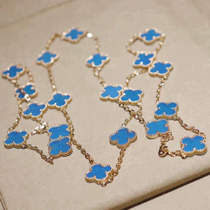 [Max Jewelry ]CLOVER 20 MOTIFS BLUE AGATE GOLD