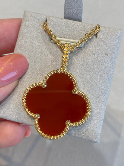 [Max Jewelry ]CLOVER 25MM NECKLACE GOLD CARNELIAN