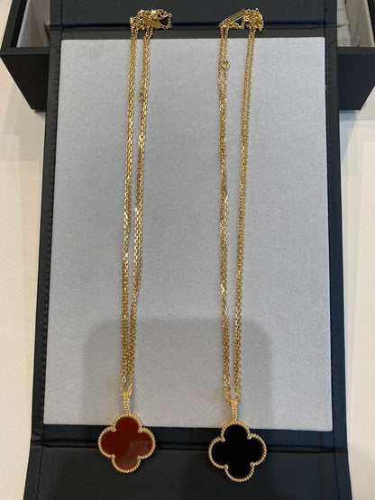 [Max Jewelry ]CLOVER 25MM NECKLACE GOLD CARNELIAN