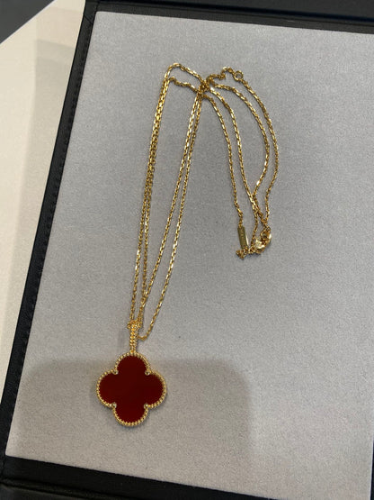 [Max Jewelry ]CLOVER 25MM NECKLACE GOLD CARNELIAN