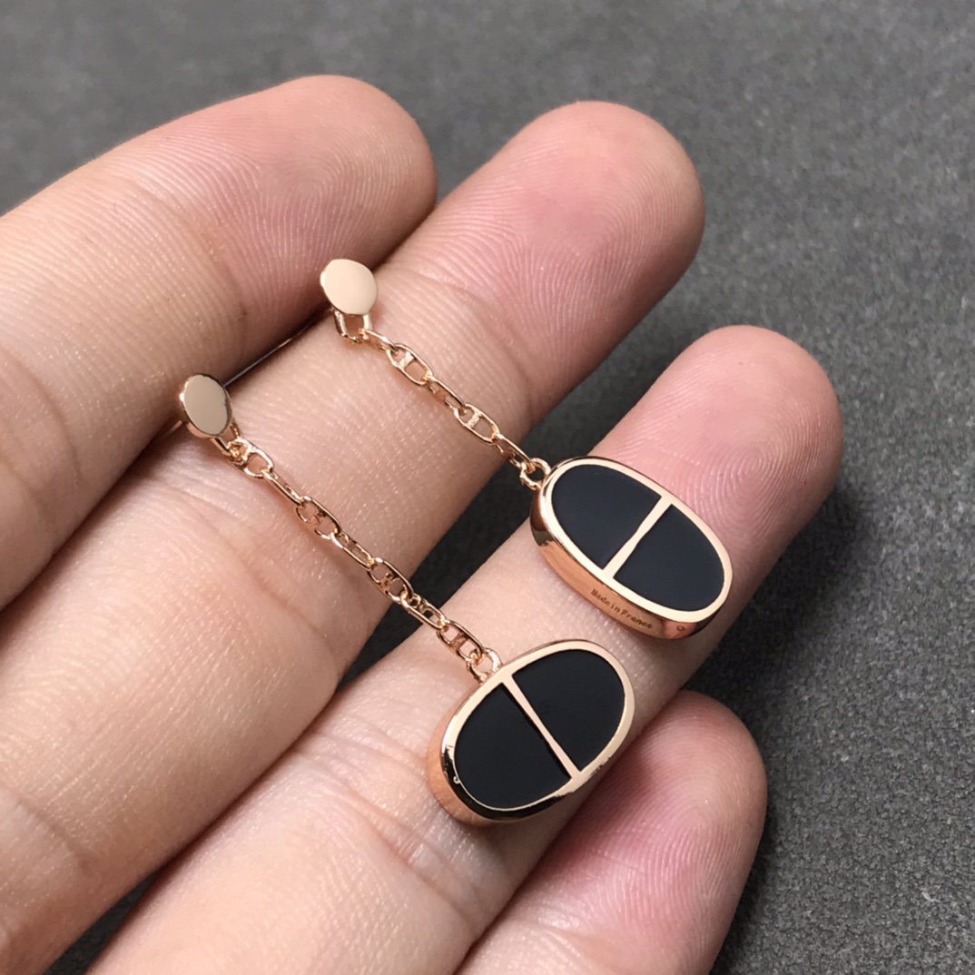[Max Jewelry ]CHAINE VERSO BLACK CERAMIC SILVER EARRINGS
