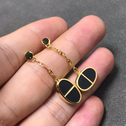 [Max Jewelry ]CHAINE VERSO BLACK CERAMIC SILVER EARRINGS